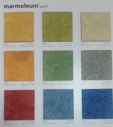 Marmoleum Sport 83286 orange натуральный спортивный мармолеум оранжевый