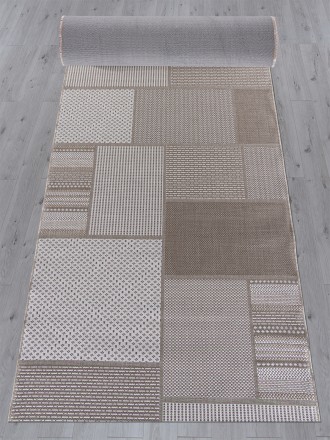 VERDI S139 beige Дорожка циновка на резине Верди квадраты