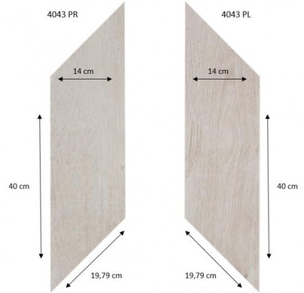 4043 PRL White Fine Oak PRO клеевая плитка ромбы правый и левый