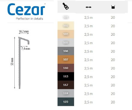 CEZAR Плинтус для ковролина Цезар 2,5 м